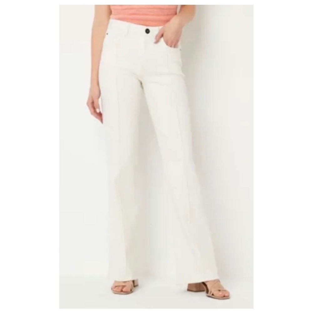 Ryegrass Womens High Waisted Flare Jeans Off White Cream Front Seam Size 12
